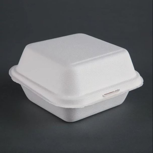 Fiesta Green Compostable Hinged Container Burger Box - 84x153x150mm (Pack 500)