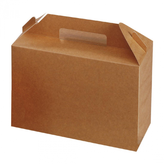 Colpac Kraft Paperboard Carry Box - Large (Pack 125) 180(H) x 265(W) x 128(D)mm - SKU: FA362