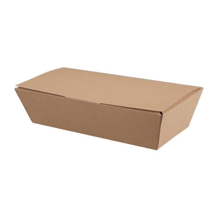 Colpac Kraft Medium Paperboard Food Box (Pack 150) 60(H) x 250(W) x 125(D)mm - SKU: FA363