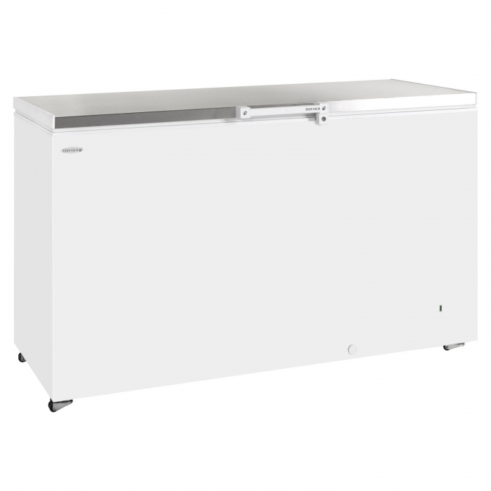 Tefcold White Solid Stainless Steel Lid Chest Freezer 463Ltr - SKU: GM500SS