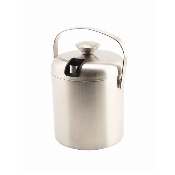 Genware Insulated St/St Ice Bucket&Tong 1.2L - SKU: ICBKT