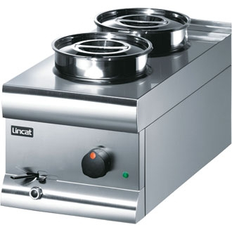 Lincat Silverlink 600 Electric Counter-top Bain Marie - Wet Heat - Round Pots - Base + 2 Pots - W 300 mm - 1.0 kW  - SKU: BS3W