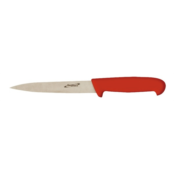 Genware 6" Flexible Filleting Knife Red - SKU: K-F6R