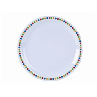 Genware Melamine 9" Plate - Coloured Circles - SKU: MEL9PL-CC