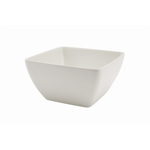 White Melamine Curved Square Bowl 19cm - SKU: MELSQB-20