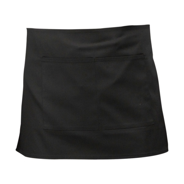 Black Short Apron W/ Split Pocket  70cm x 37cm - SKU: NA06