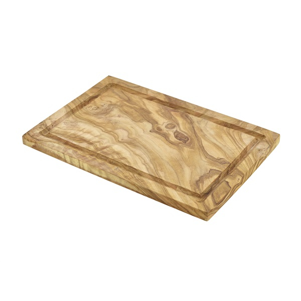 Olive Wood Serving Board W/ Groove 30 x 20cm+/- - SKU: OWSBS