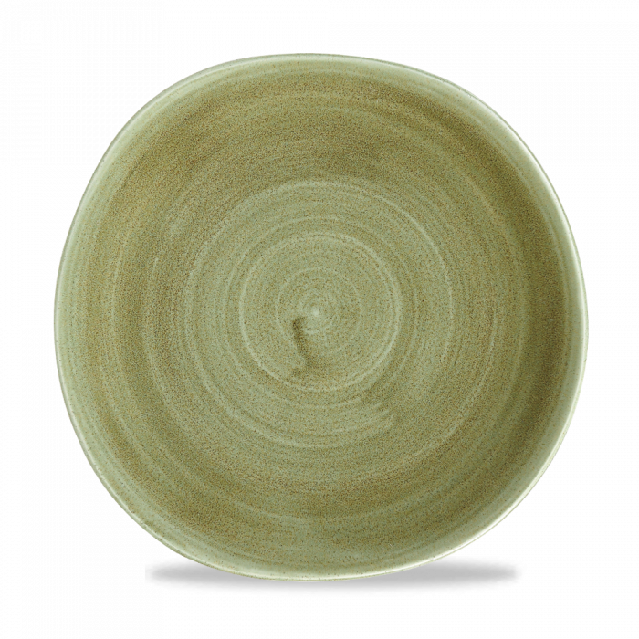 Stonecast Patina Burnished Green Round Trace Plate 10 3/8" Box 12