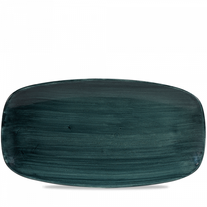 Stonecast Patina Rustic Teal  Chefs Oblong Plate 13 7/8X7 3/8" Box 6