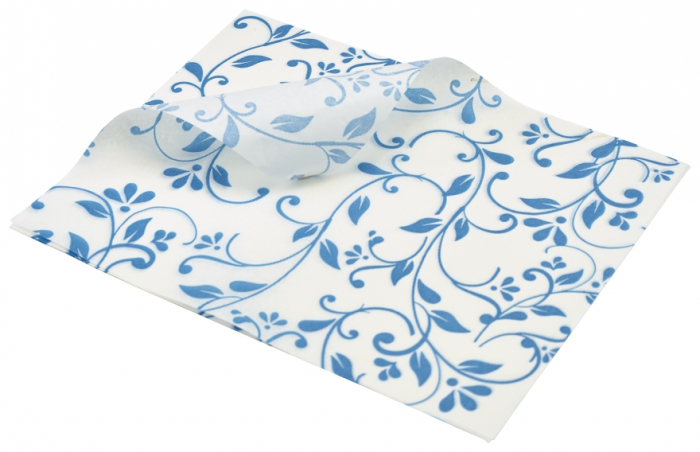 Greaseproof Paper Blue Floral Print 25 x 20cm - SKU: PN1487FBL