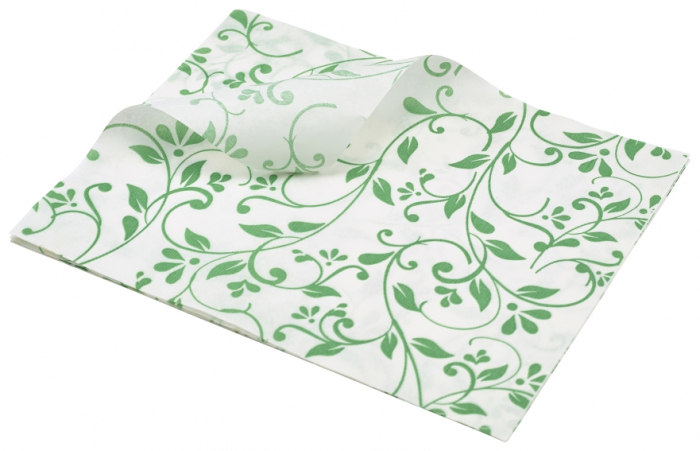 Greaseproof Paper Green Floral Print 25 x 20cm - SKU: PN1487FGR