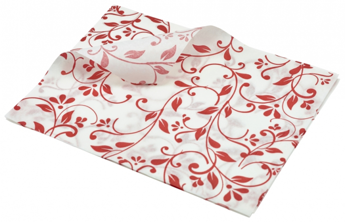 Greaseproof Paper Red Floral Print 25 x 20cm - SKU: PN1487FR