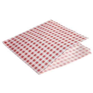 Greaseproof Paper Bags Red Gingham Print 17.5 x 17.5cm - SKU: PN1487GRBG