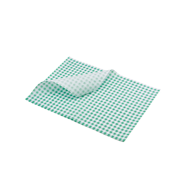 Greaseproof Paper Green Gingham Print 35 x 25cm - SKU: PN1487LGGR