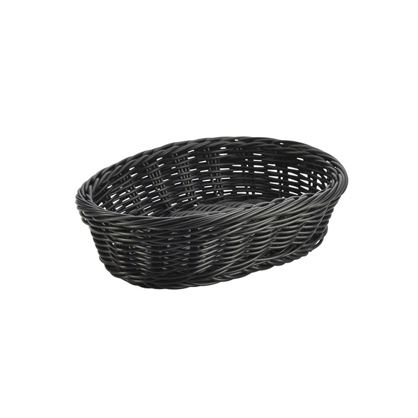 Black Oval Polywicker Basket 22.5 x 15.5 x 6.5cm - SKU: PWB-2316BK