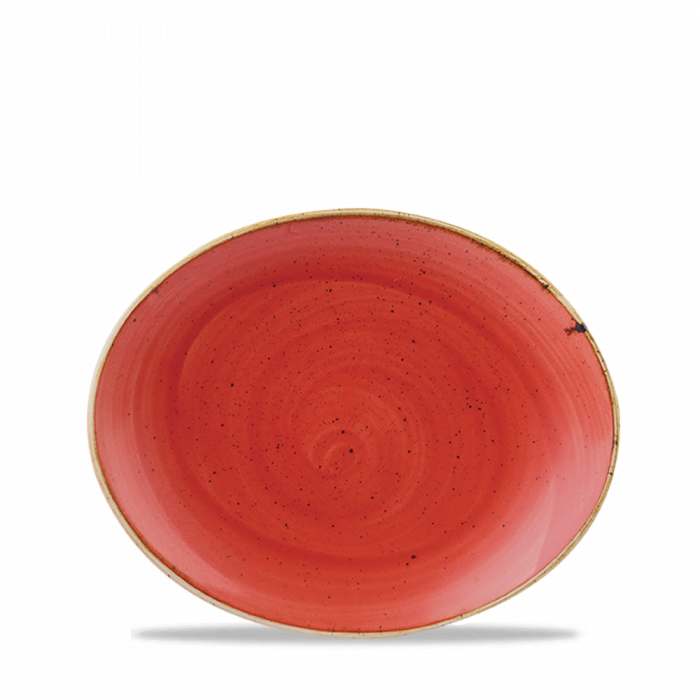 Stonecast Berry Red Orbit Oval Coupe Plate 7.75" Box 12