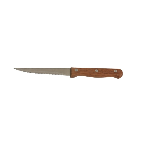 Steak Knife Dark Wood Handle Full Tang (Dozen) - SKU: STK-WDN