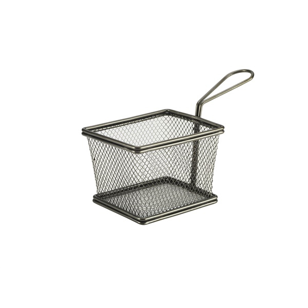 Black Serving Fry Basket Rectangular 12.5 x 10 x 8.5cm - SKU: SVB1210BK