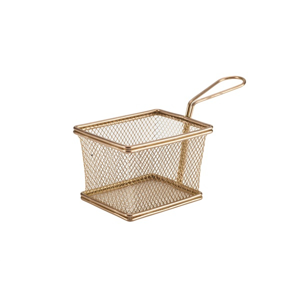 Copper Serving Fry Basket Rectangular 12.5 x 10 x 8.5cm - SKU: SVB1210C