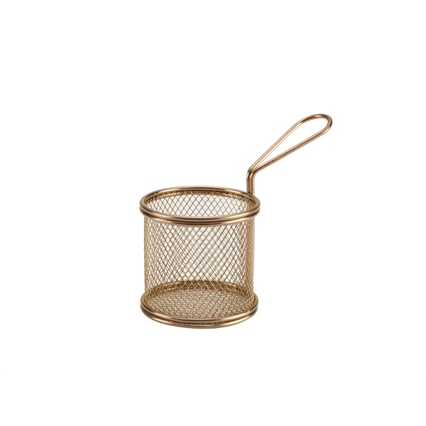 Copper Serving Fry Basket Round 9.3 x 9cm - SKU: SVBR09C
