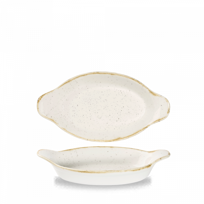 Stonecast Barley White  Intermed Oval Eared Dish 9 1/8 X 5"  Box 6