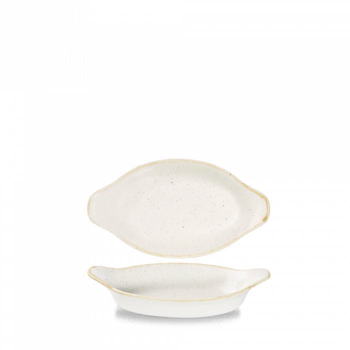 Stonecast Barley White  Small Oval Eared Dish 8 1/8 X 4 3/8" Box 6