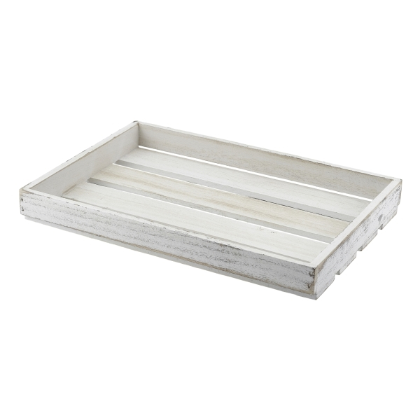 Wooden Crate White Wash Finish 35 x 23 x 4cm - SKU: TR225LW