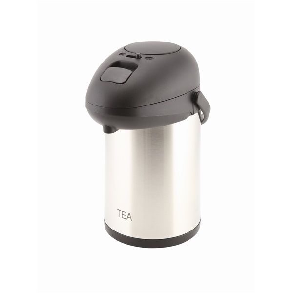 Tea Inscribed St/St Vacuum Pump Pot 2.5L - SKU: V7251TEA