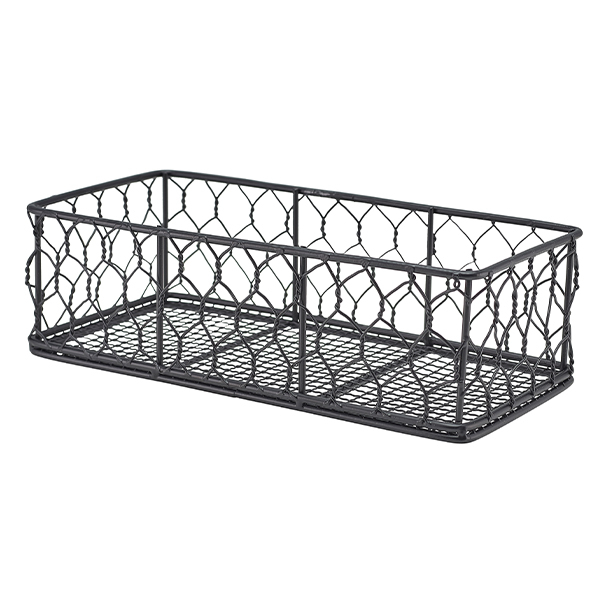 GenWare Rectangular Black Wire Basket 25 x 12 x 7.5cm - SKU: WB2512BK