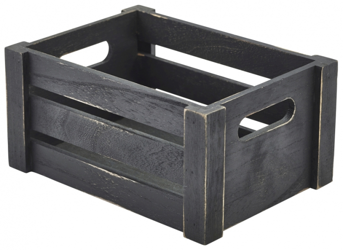 Wooden Crate Black Finish 22.8 x 16.5 x 11cm - SKU: WDC-2014BK